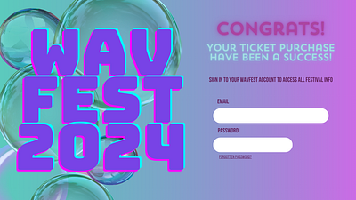 Sign Up - #DailyUI001 2024 blue bubbles colors dailyui design festival gradient green login modern music musicfestival onlineshop pink purple signin ticketpurchase tickets violet