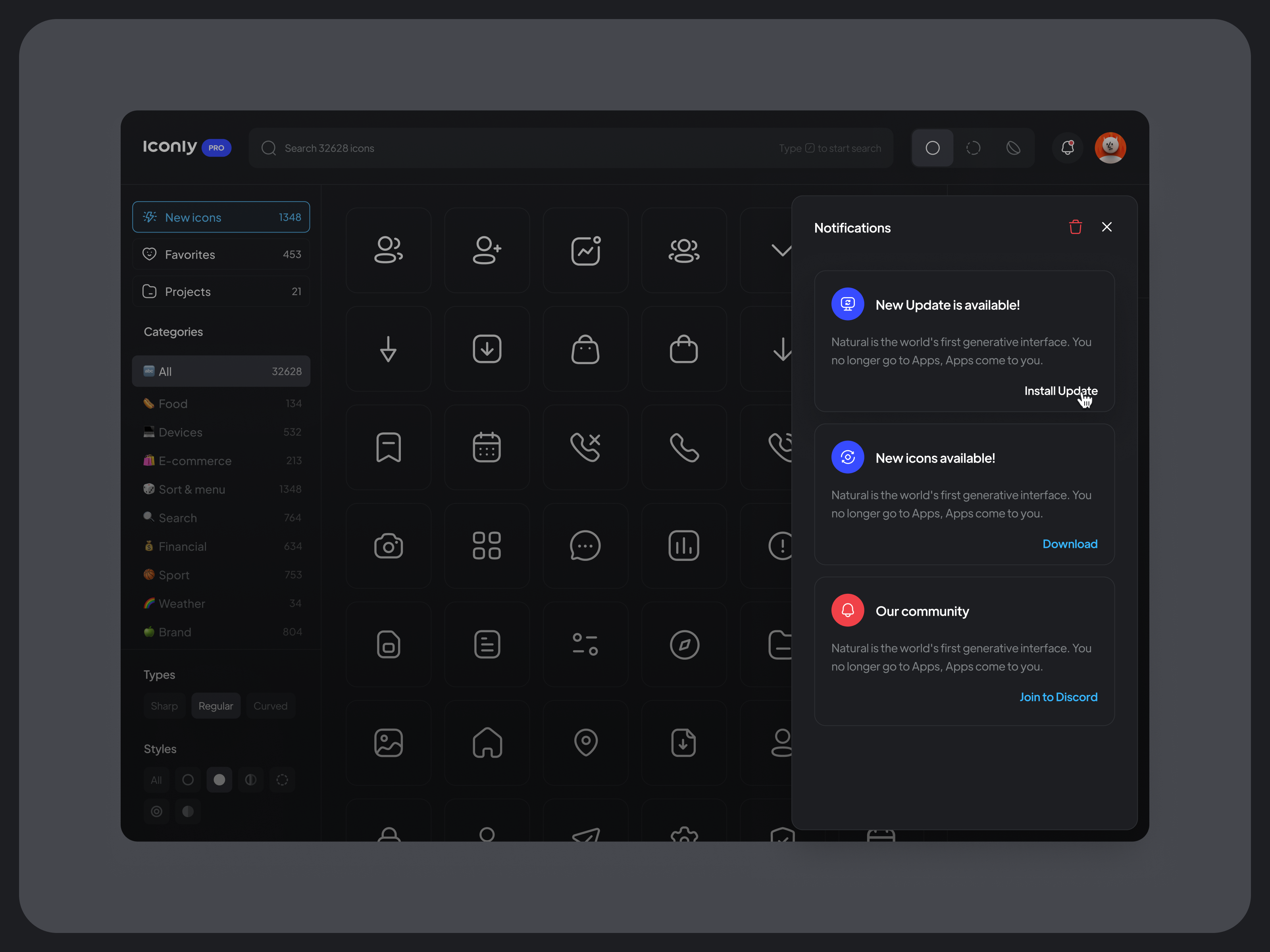 Example of Icon manager → Notification center 🚨