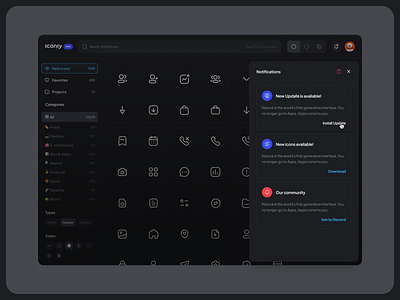 Icon manager → Notification center 🚨 app clean colors design minimal ui