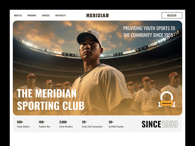 Meridian - Sports Club Website baseball case study club football minimalist prototype rugby sporting club landing page sports sports club web concept sports club website ui ui design uiux uiux design web ui website design