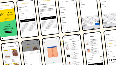 Printemps.com - E-commerce App UI/UX Design app button design card component library design e commerce e commerce app mobile app ui