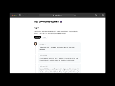 Journaly #2 – published journal website blog journal minimal personal productivity story timeline web