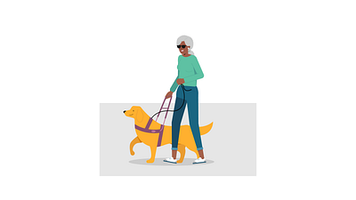 Guide dog blind characters design disability guidedog helper paralympics people retro style styletest vector website
