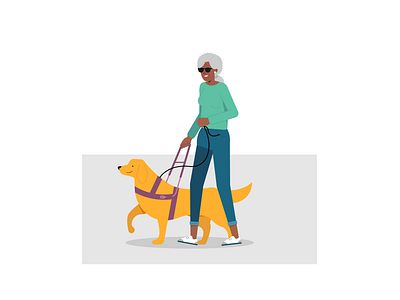 Guide dog blind characters design disability guidedog helper paralympics people retro style styletest vector website