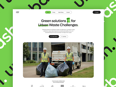 Urban Trash | Waste Management wesite UI Design | Startup branding figma ui green websites logo minimal green website modern green ui startup startup website ui ui design waste management waste ui design website design website landing