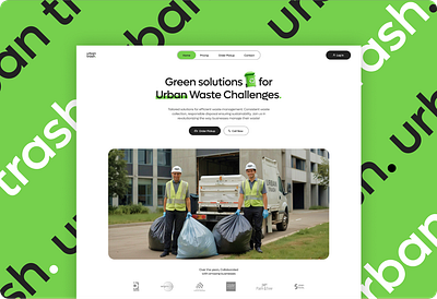 Urban Trash | Waste Management wesite UI Design | Startup branding figma ui green websites logo minimal green website modern green ui startup startup website ui ui design waste management waste ui design website design website landing