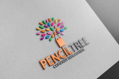 tree pencil logo 3d branding graphic design logo tree pencil logo