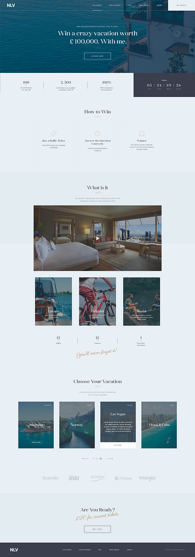 Vacation lottery website homepage airbnb figma tourist travelling user experience ux ui vacation web design website design