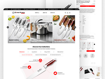 E-commerce website for knives & cookware graphic design ui