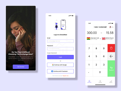 CheckRate Currency Converter App graphic design ui