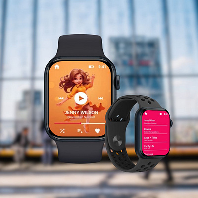 Music Player Smartwatch UI Design daily ui figma design music app smartwatch ui design