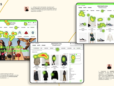 Printemps.com - User Research and UI/UX Design e commerce heatmap interview ui ux