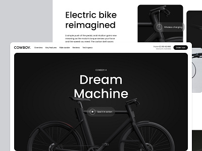 COWBOY Electric Bike Landing Page 3d bike design branding branding design design details graphic design hero screen home page interface landing landing page logo ui user experience user interface ux