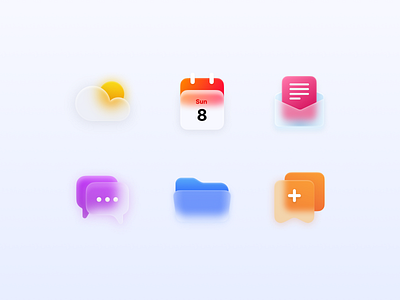 Glassmorphism icons bookmark calendar chat envelope folder glassmorphism glassmorphism icons icon set icons riga ui weather