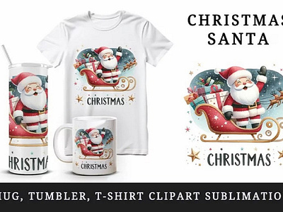 Christmas Santa tumbler mug wrap, clipart sublimation design 3d animation graphic design