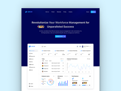 GROW-HR Management Platform Website branding creative webdesign daily webdesign design figma figmainspiration freelancer webdesign hrlandingpage hrwebsite landing page product design uiux uiuxdesign user experience user interface user research webdesigninspiration websitedesign