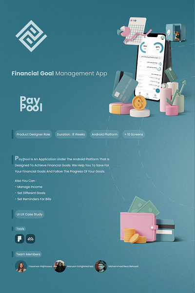 PayPool Financial Goal Management App app application branding design logo prototype ui usability testing ux wireframing