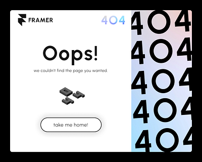 Framer 404 app branding design graphic design typography ux