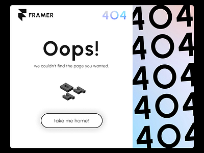 Framer 404 app branding design graphic design typography ux