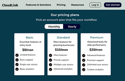 Pricing table for Saas website challenge dailychallenge dailyui design figma pricing table saas ui