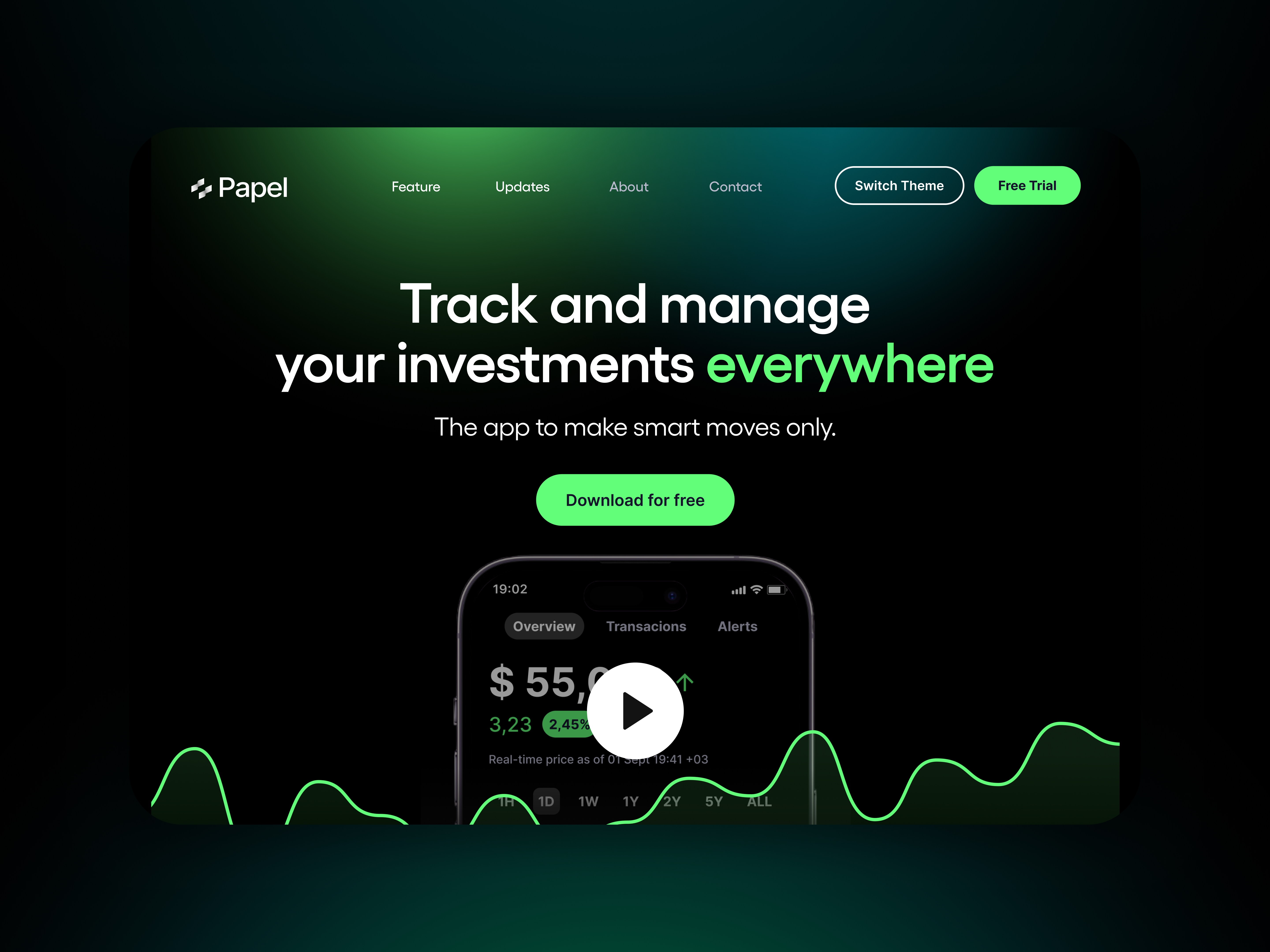 Papel - Multi Asset Manager Website animation clean crypto cryptocurrency design financial fintech home landing minimal simple startup ui ux web design webpage website