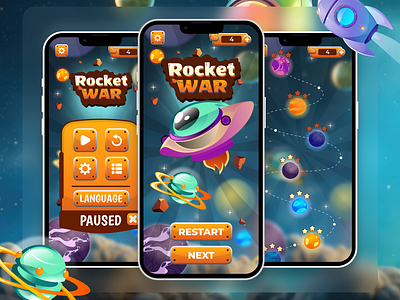 Game app | Mobile game app | Rocket war app ui causal game endlessfun fun game galazy game app game app ui game darkmode game ui gamingbliss hyper casual game mobile game app multiplayer games single player games space spaceship uiux