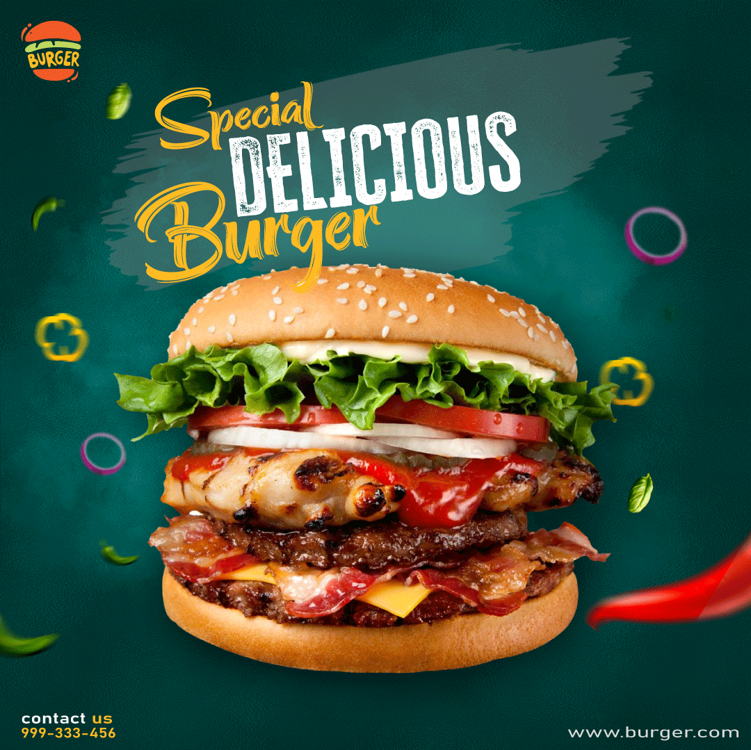 banner burger branding graphic design