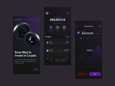 Crypto Invest Platform app awwwards bitcoin blockchain branding crypto design minimal ui ux wallet web3