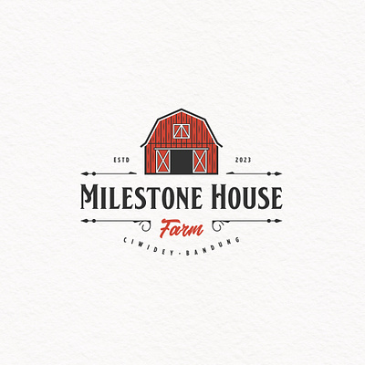 Milestone House Farm Vintage Logo barn design farm illustration logo vintage