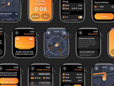 Scooter Rental App for Apple Watch design rental scooter ui ux watch