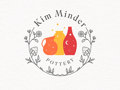 Kim Minder Pottery Vintage Abstract Hand-Drawn Logo flower logo pottery retro vintage