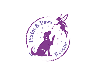 Pixies & Paws Rescue Logo Design dog logo paws pixies rescue