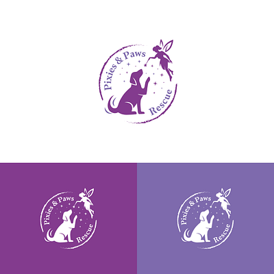 Pixies & Paws Rescue Logo Design dog logo paws pixies rescue