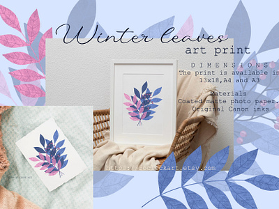 Art print “ Winter leaves “ art print design illustration poster