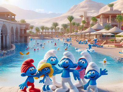 Smurfs in Egypt ai dall e design graphic design smurfs in egypt ui