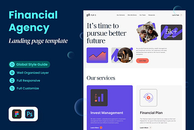 Financial Landing Page Template app landing page design kit figma financial landing page template landing page template product landing saas landing sketch software startup landing page theme web design mockup website design website template