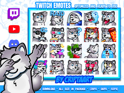 Gray Wolf emotes mega pack, animal emojis, husky, kawaii icons animal emotes pack black wolf chibi wolf cute animals grey wolf grey wolf emotes husky stream graphics twitch emotes white wolf emotes wolf wolf sub badges