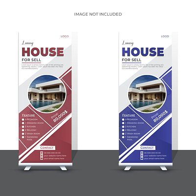 Professional Real Estate Roll Up Banner Design Template banners branding design display banner graphic designer house sale layout marketing print pull up rack card real estate roll up roll up roll up banners template vector x banner