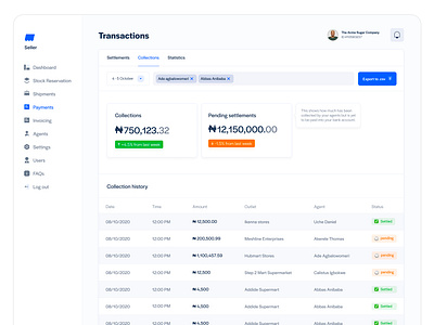 Collections view collections dashboard ecommerce fintech