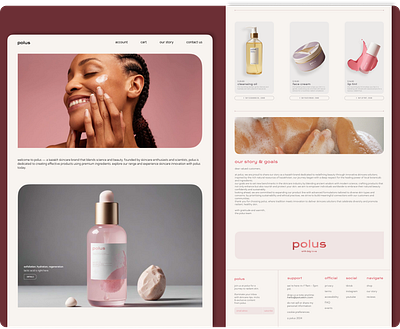 Polus - Skincare Landing Product Page acne beauty branding cosmetics cosmetology design face health healthcare homepage landing makeup skincare website