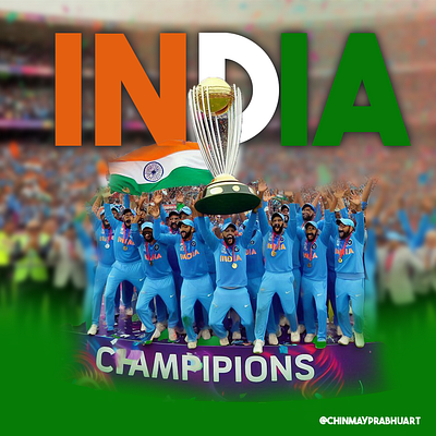 "What a moment! India takes the win!🏆🇮🇳 advertising cricket design designer flyer design graphic design india poster design social media post world cup 2024