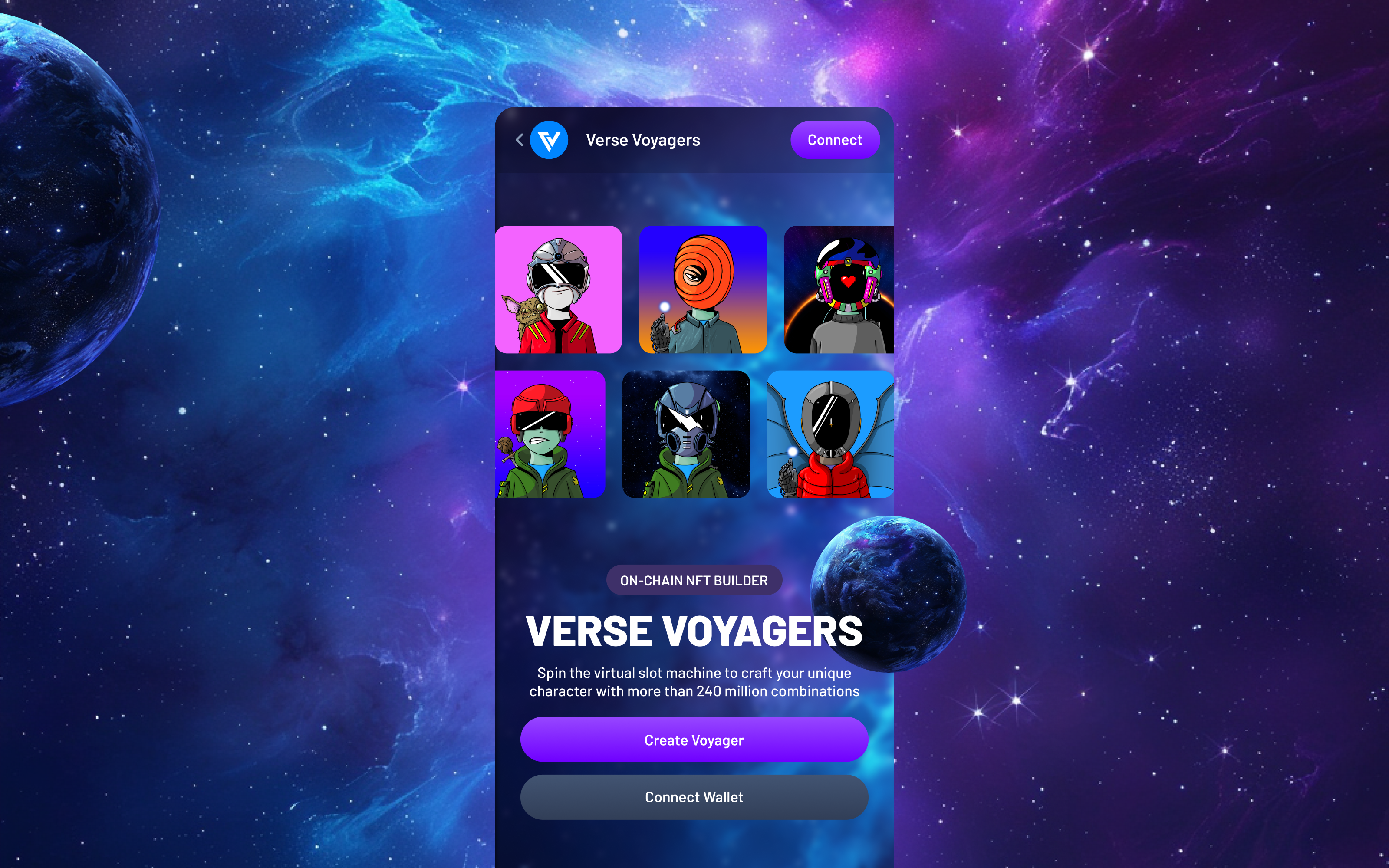 Verse Voyagers - On-Chain NFT Builder animation ui user interface ux web3