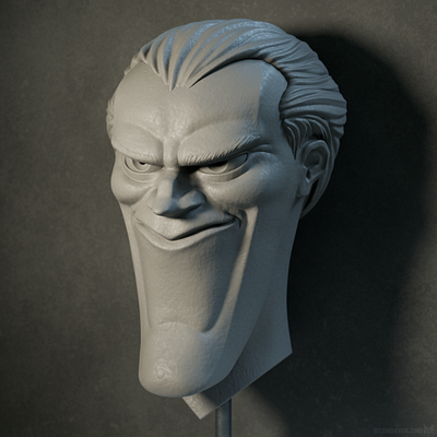 Willem Dafoe as the Joker 3d blender bust clay head joker portrait sculpture stylized willem dafoe
