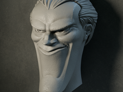 Willem Dafoe as the Joker 3d blender bust clay head joker portrait sculpture stylized willem dafoe