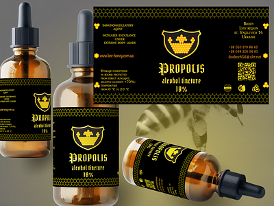 "Honey of Galicia". Branded label for propolis tincture branding design graphic design illustration la logo typography vector