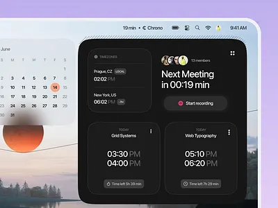 Chrono widgets on the desktop clean components dashboard design desktop minimal product saas soft software startup ui ui ux uiux user interface weather web design webdesign widget widgets