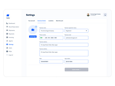 Settings page options settings