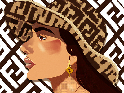 Maram affinity art fashion fendi illustration middle eastern pop vecot vector woman illustration