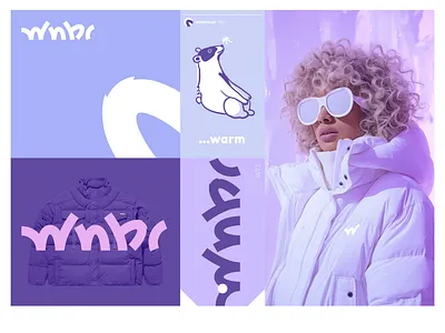 Warm winter cloth. Wnbr. Winterbear bear branding cloth ear ice illustrative logo minimal puffer typographic typography winter wnbr