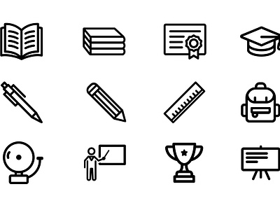 School & Education Lined Icon Set animation graphic design icon illustration ui